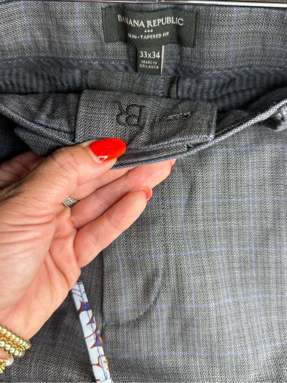 Banana Republic Gray Plaid Slim Trousers